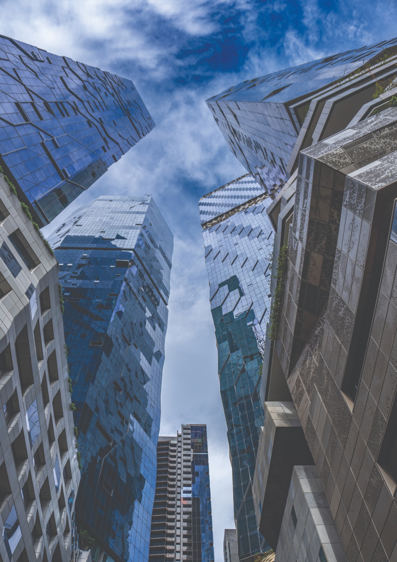 Cluster of glass commercial towers